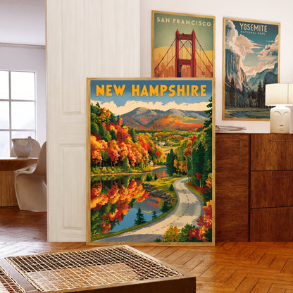 New Hampshire Vintage Travel Poster