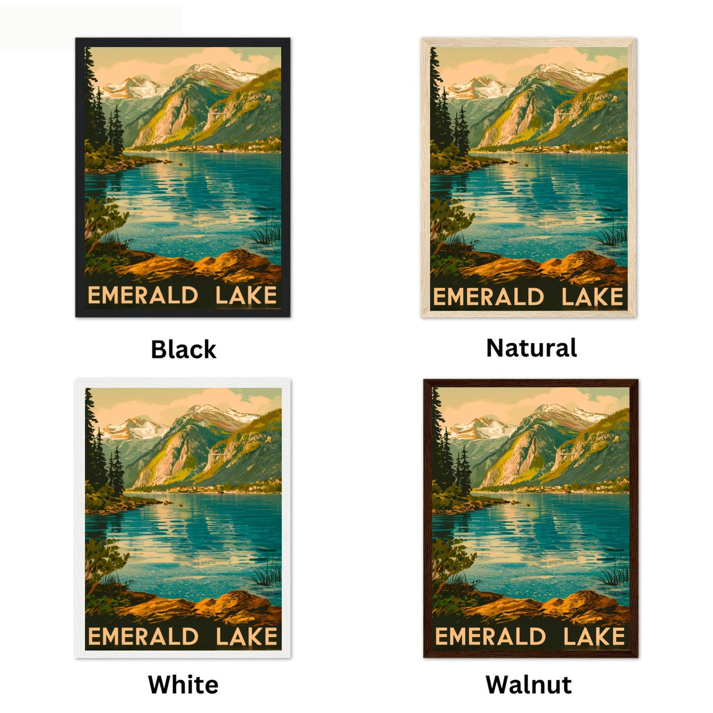 Emerald Lake Vintage Travel Poster - Pristine Lakes