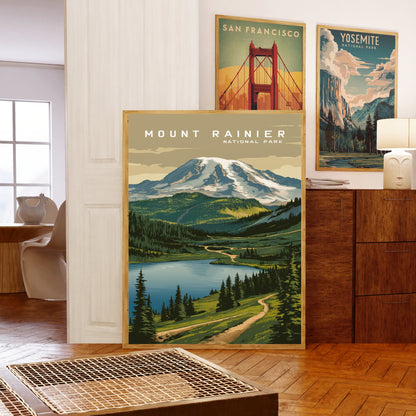 Mount Rainer Vintage Travel Poster