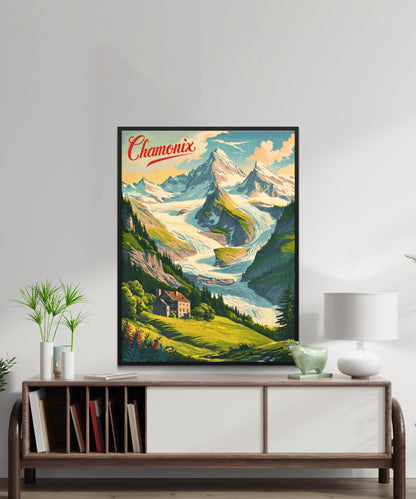 Chamonix Vintage Travel Poster - Alpine Charm