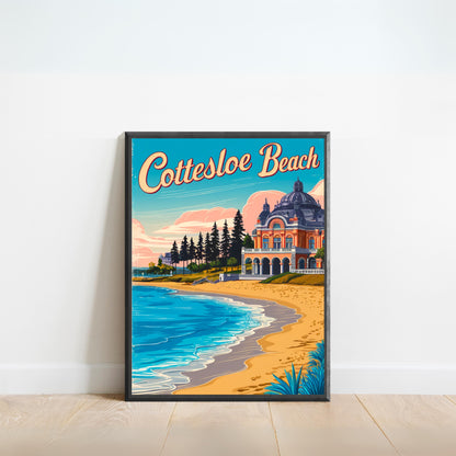 Cottesloe Beach Vintage Travel Poster