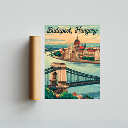 Budapest Vintage Travel Poster