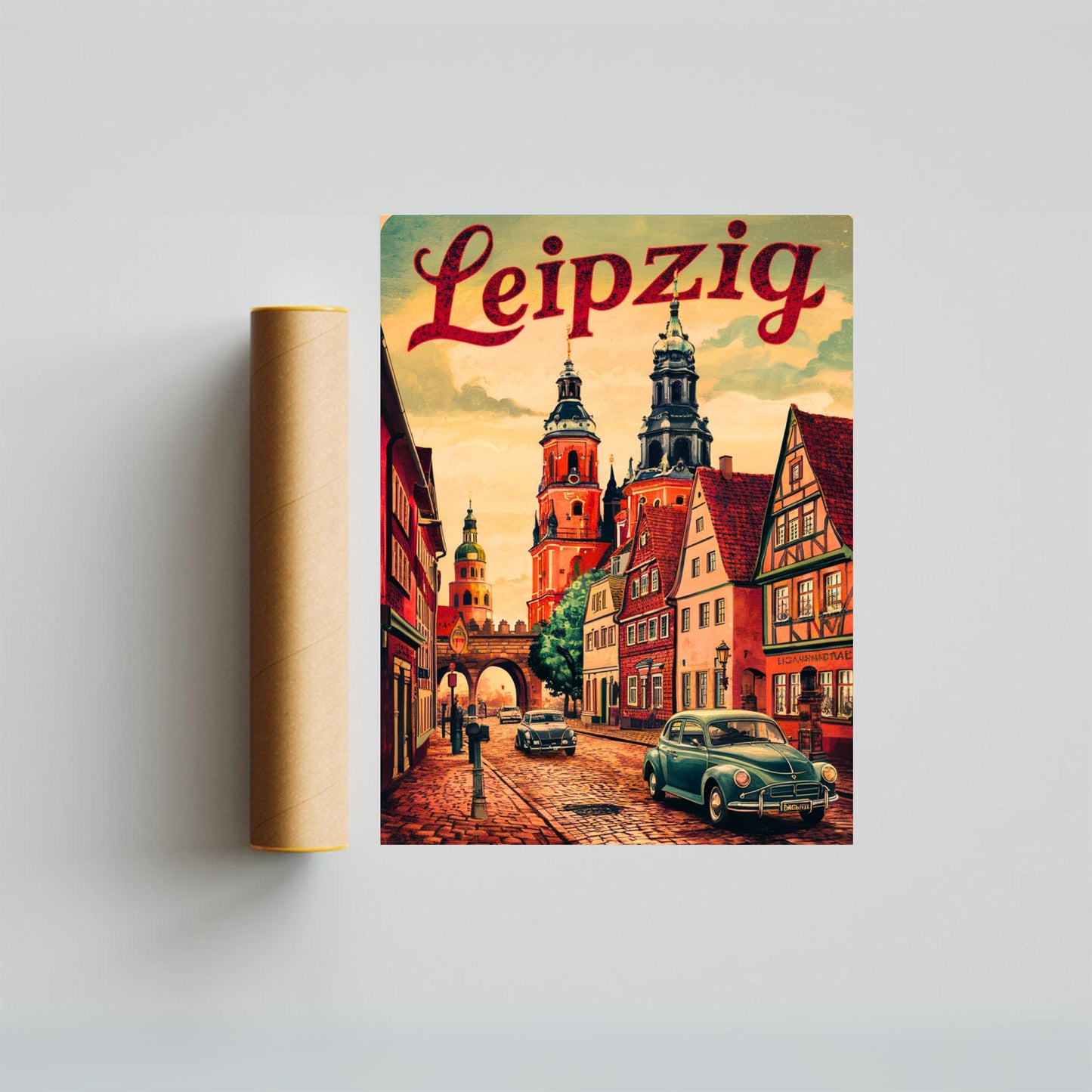 Leipzig Vintage Travel Poster