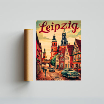 Leipzig Vintage Travel Poster