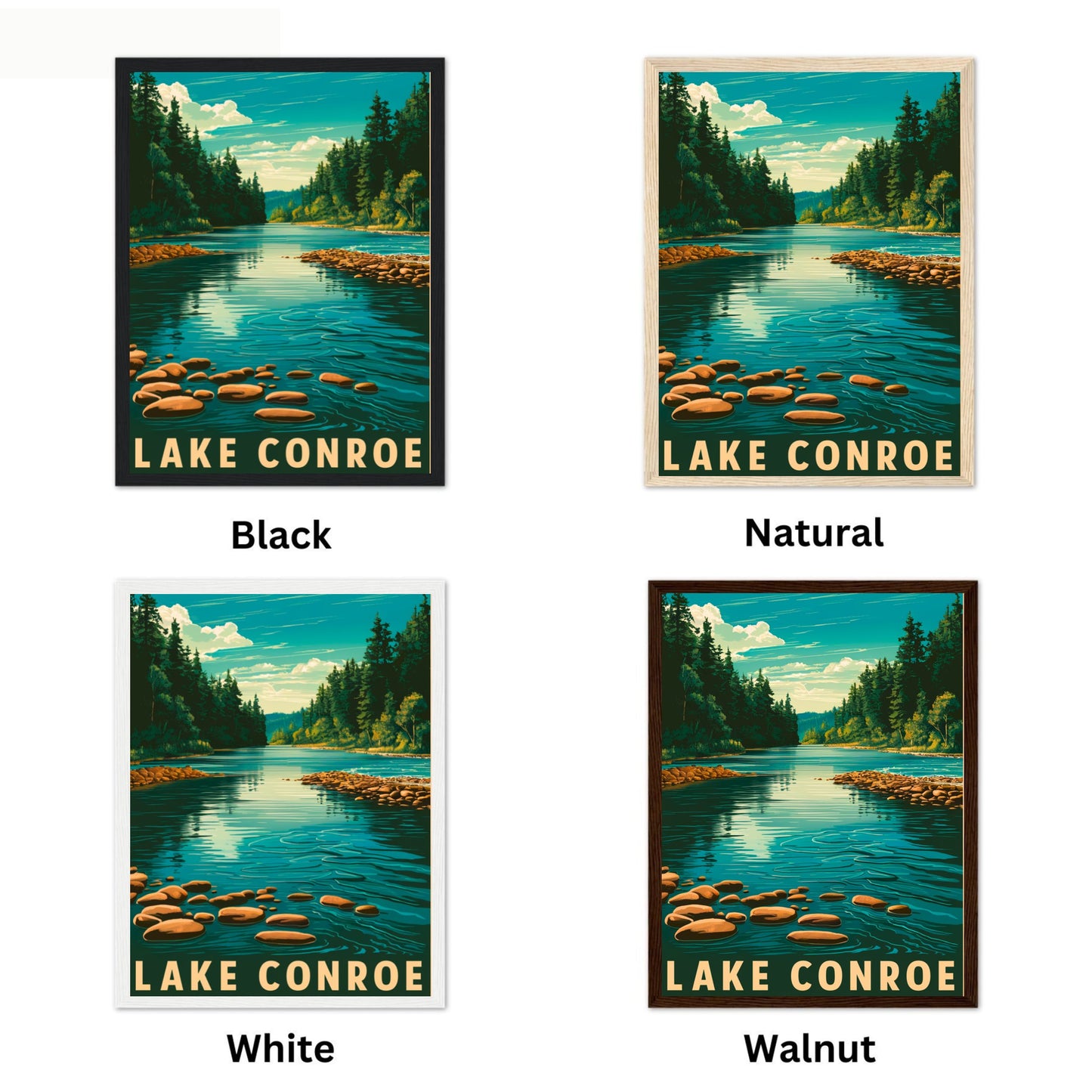 Lake Conroe Vintage Travel Poster