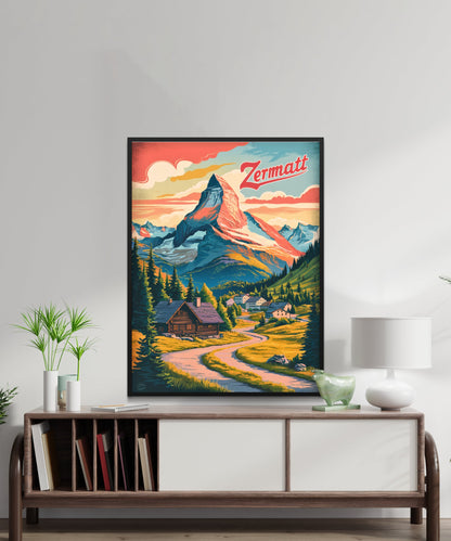 Zirmatt  Vintage Travel Poster - Majestic Peaks