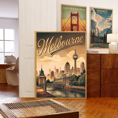 Melbourne Vintage Travel Poster