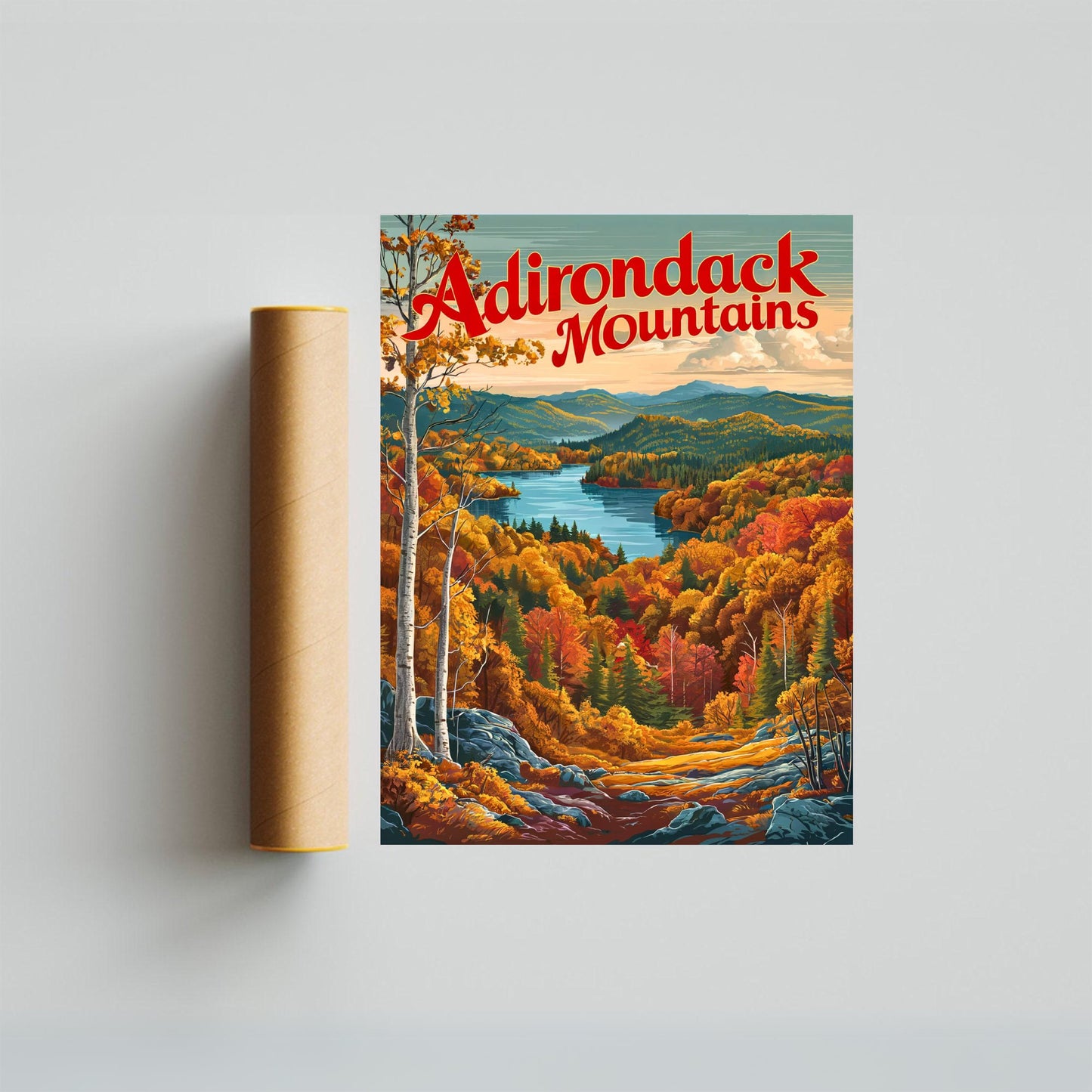 Adirondack Mountains Vintage Travel Poster - New York's Mountain Haven