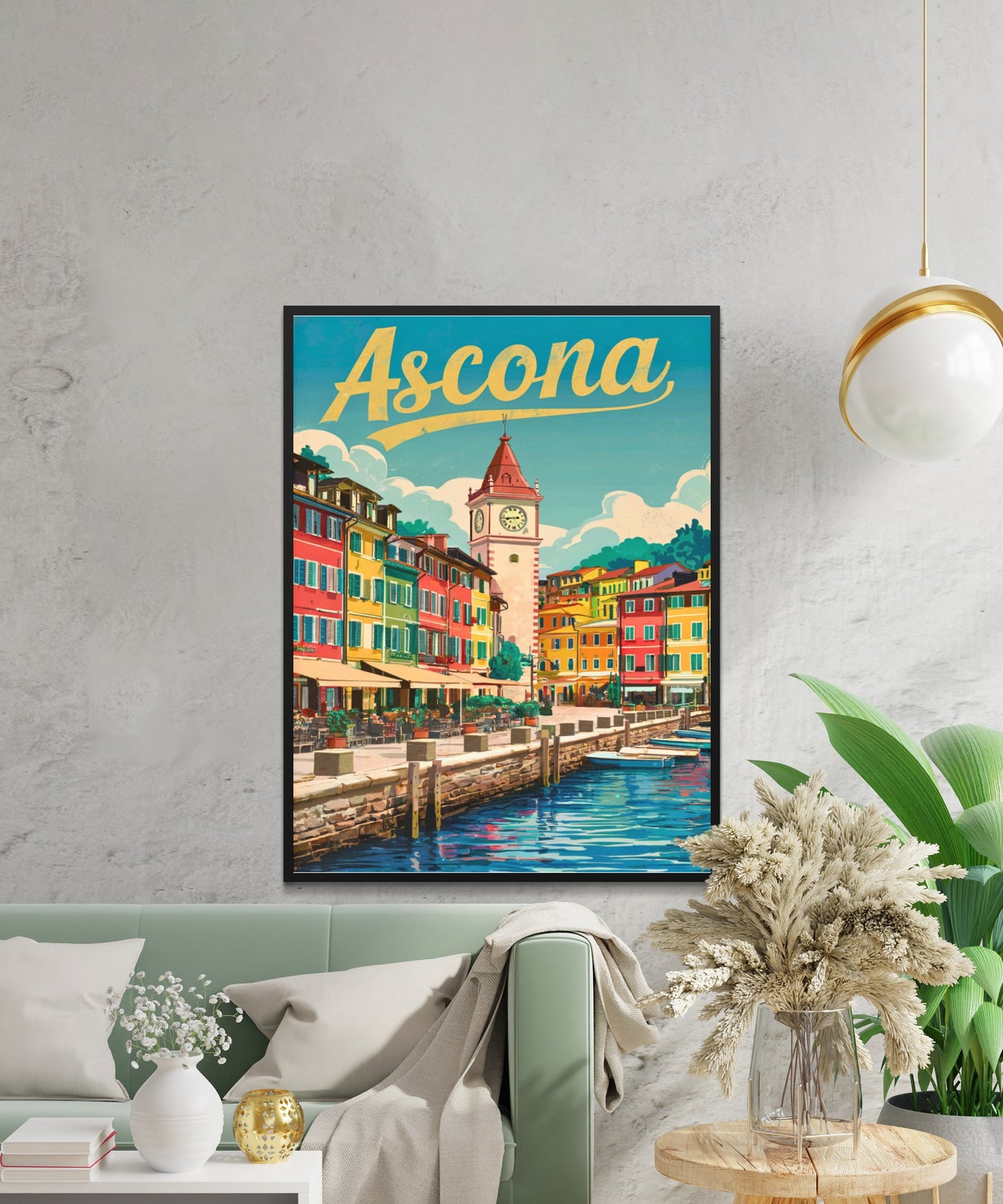 Ascona Vintage Travel Poster - Swiss Elegance by the Water