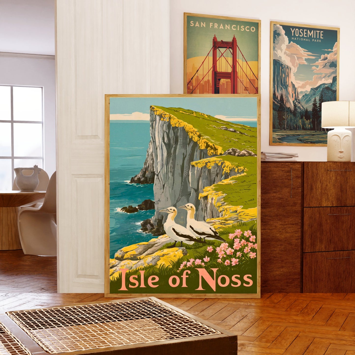 Isle of Noss Vintage Travel Poster  - Timeless Scottish Wilderness