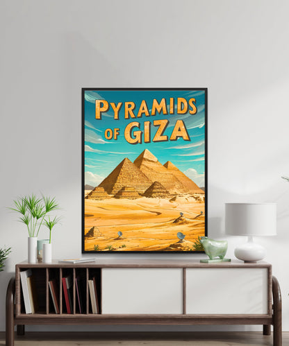 Pyramids of Giza Vintage Travel Poster