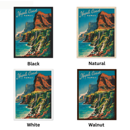 Nā Pali Coast Vintage Travel Poster - Rugged Cliffs and Lush Valleys