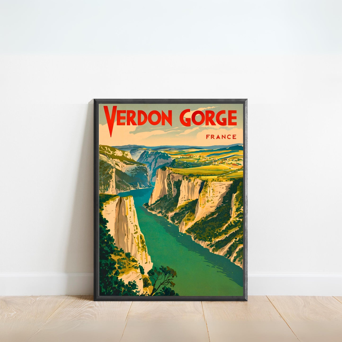 Verdon Gorge Vintage Travel Poster - Emerald Waters and Dramatic Cliffs