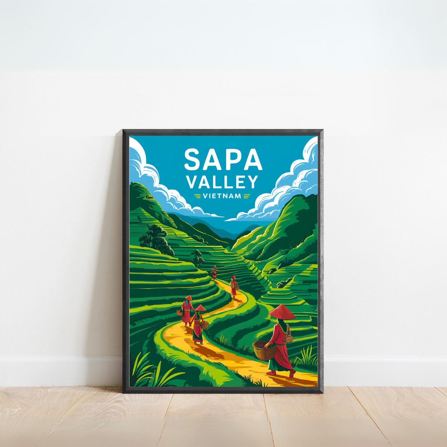 Sapa Valley Vintage Travel Poster - Terraced Ricefields