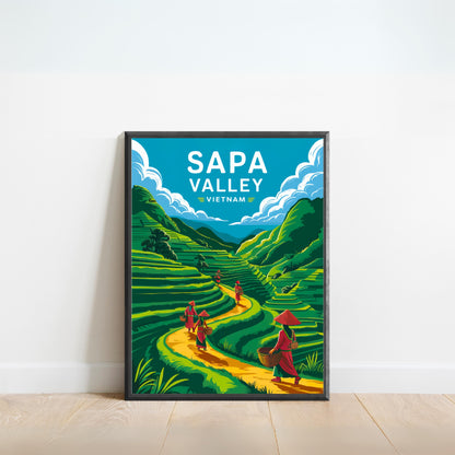 Sapa Valley Vintage Travel Poster - Terraced Ricefields