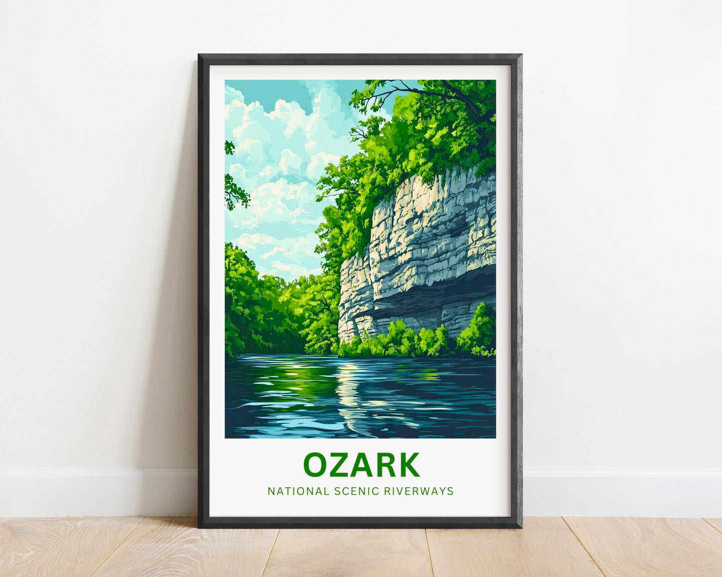 Ozark National Scenic Riverways Travel Poster - River Trails and Wilderness