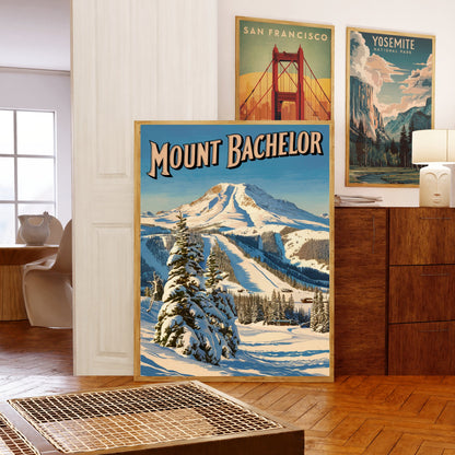 Mount Bachelor Vintage Travel Poster