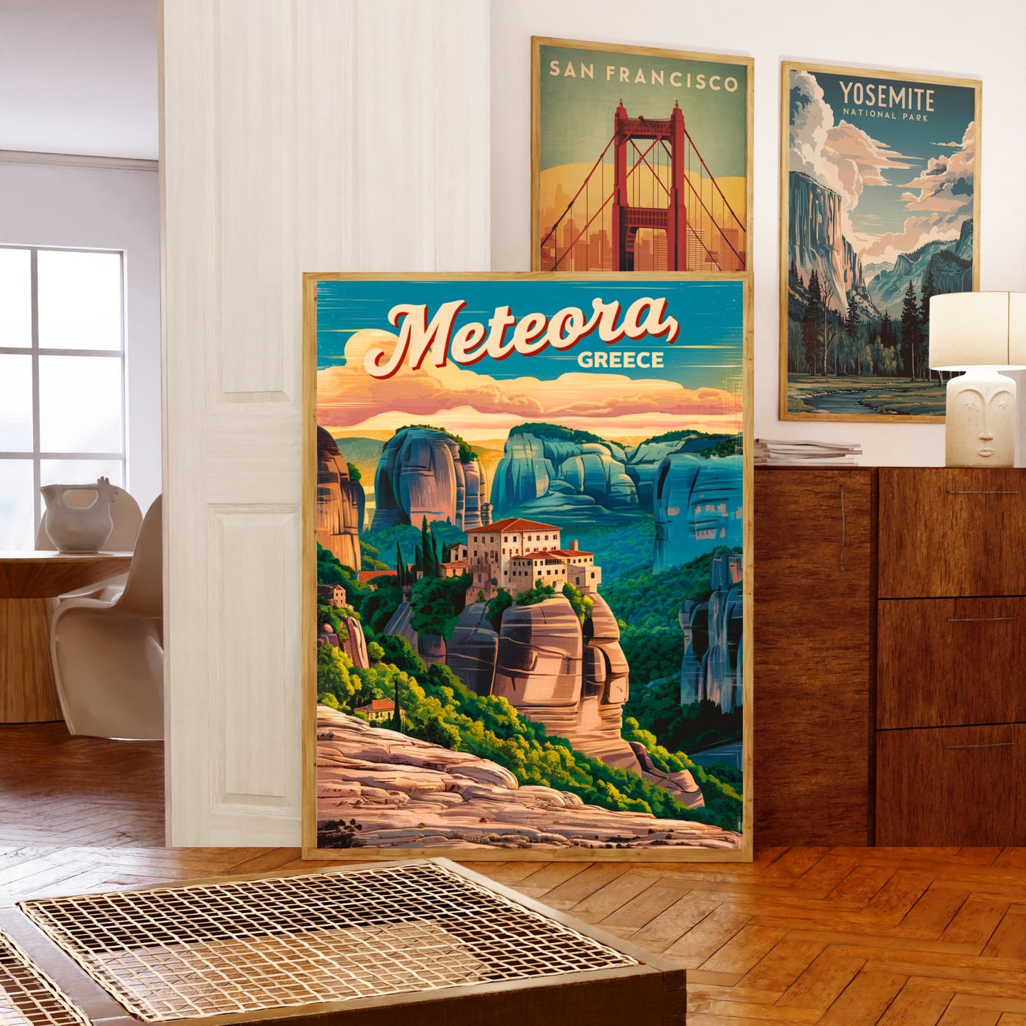 Meteora Vintage Travel Poster