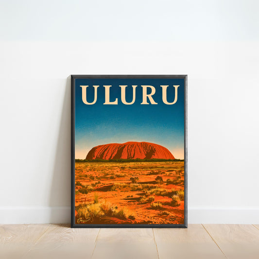 Uluru Rocks Vintage Travel Poster - Red Rock Majesty