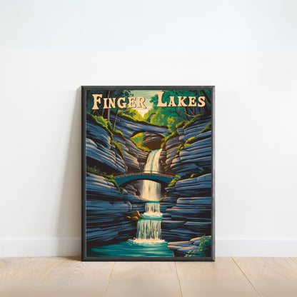 Finger Lakes Vintage Travel Poster