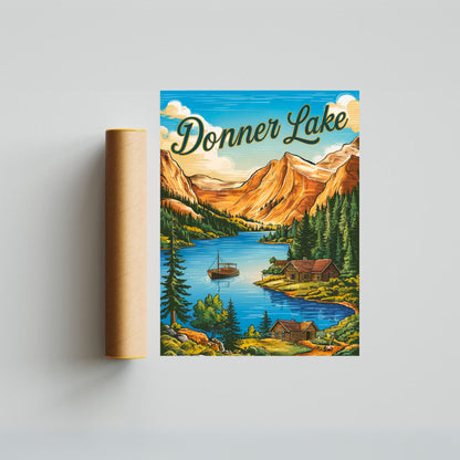 Donner Lake  Vintage Travel Poster