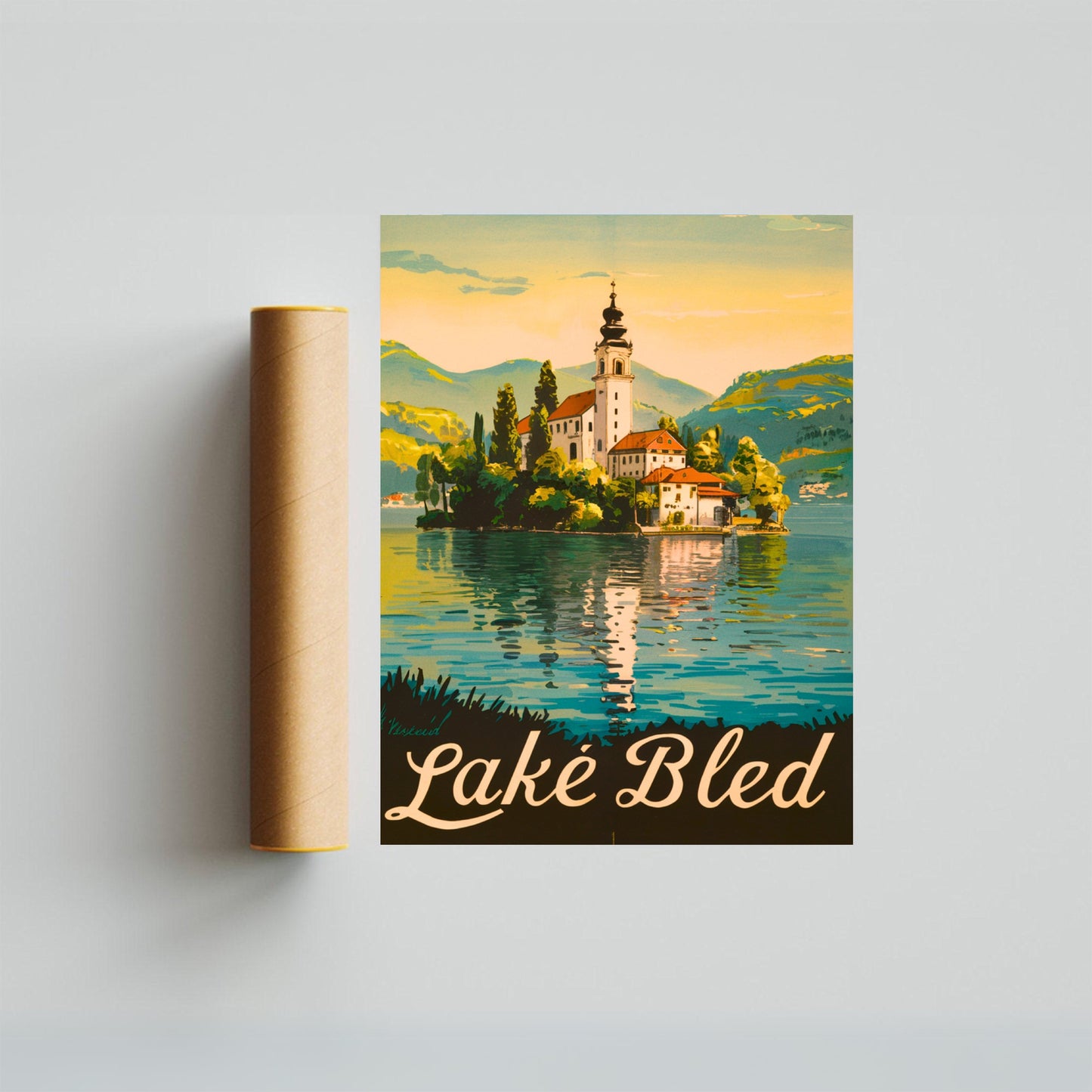 Lake Bled Vintage Travel Poster - Scenic Beauty