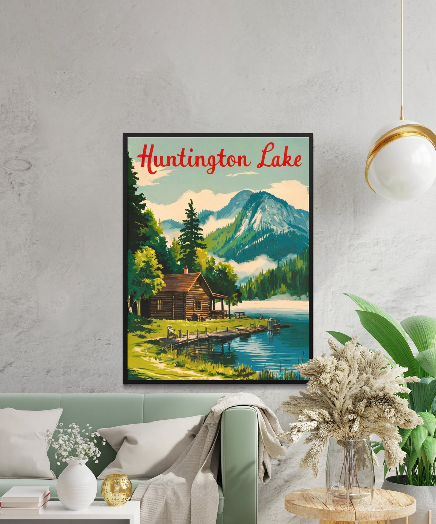 Huntington Lake Vintage Travel Poster - Serene Lake