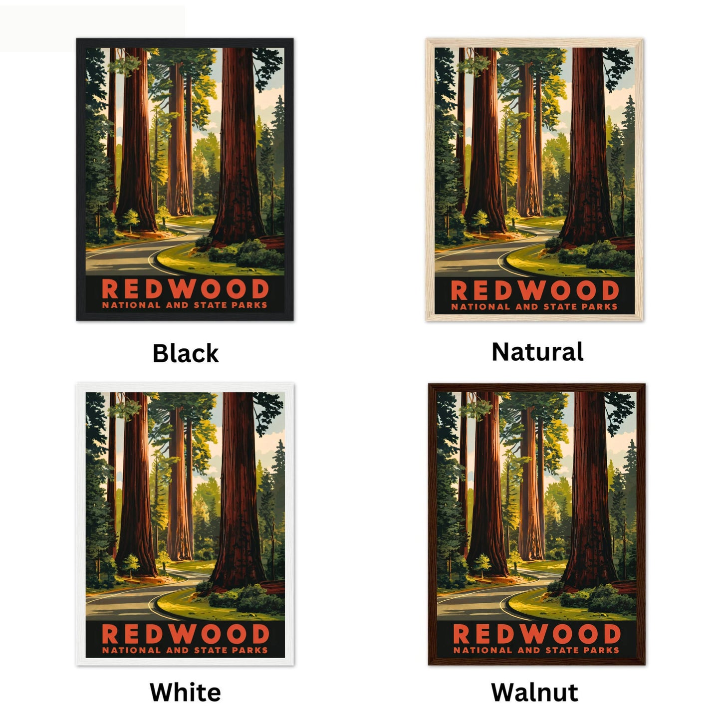 Redwood National and State Parks  Vintage Travel Poster - Majestic Trees and Scenic Trails