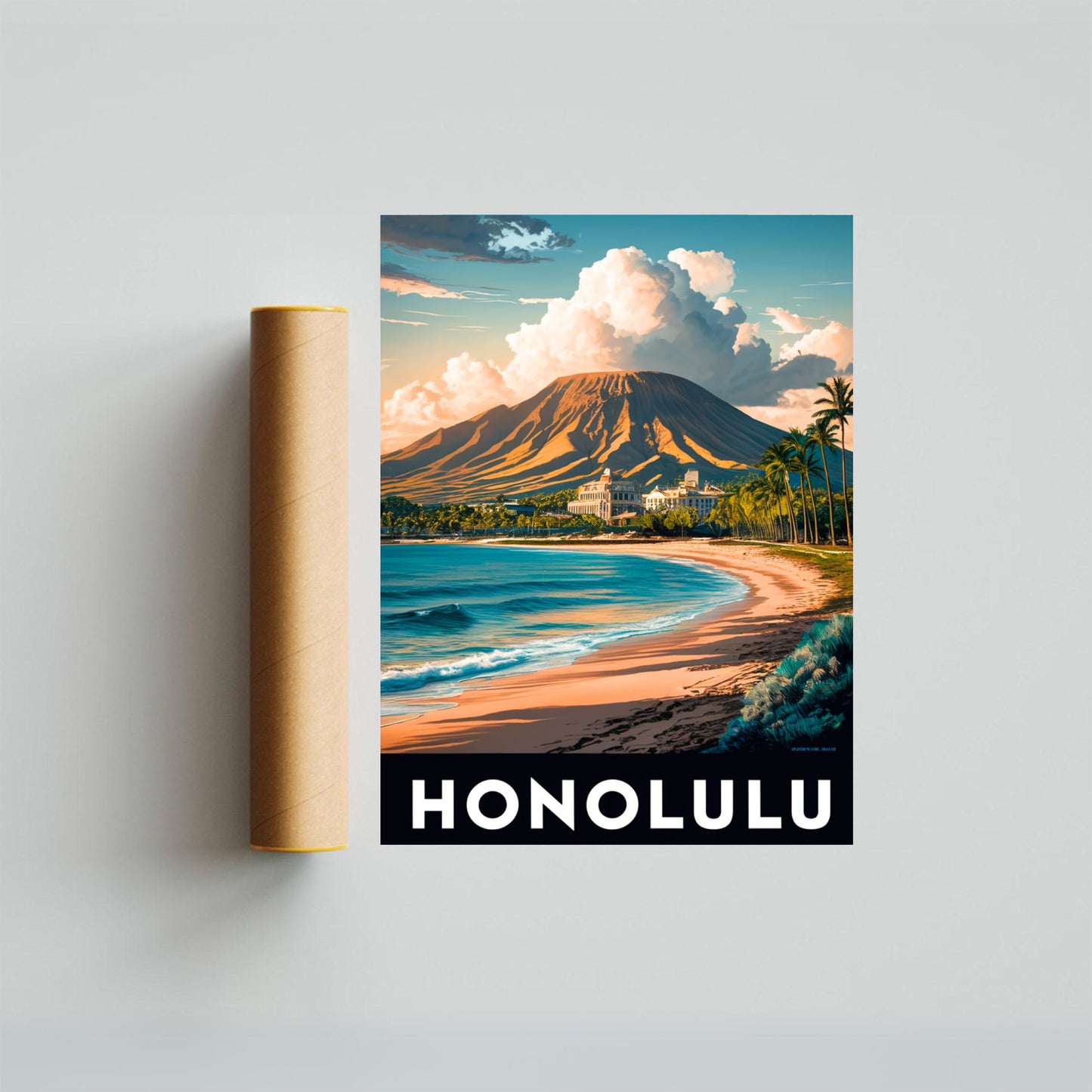 Honolulu Vintage Travel Poster - Tropical Paradise