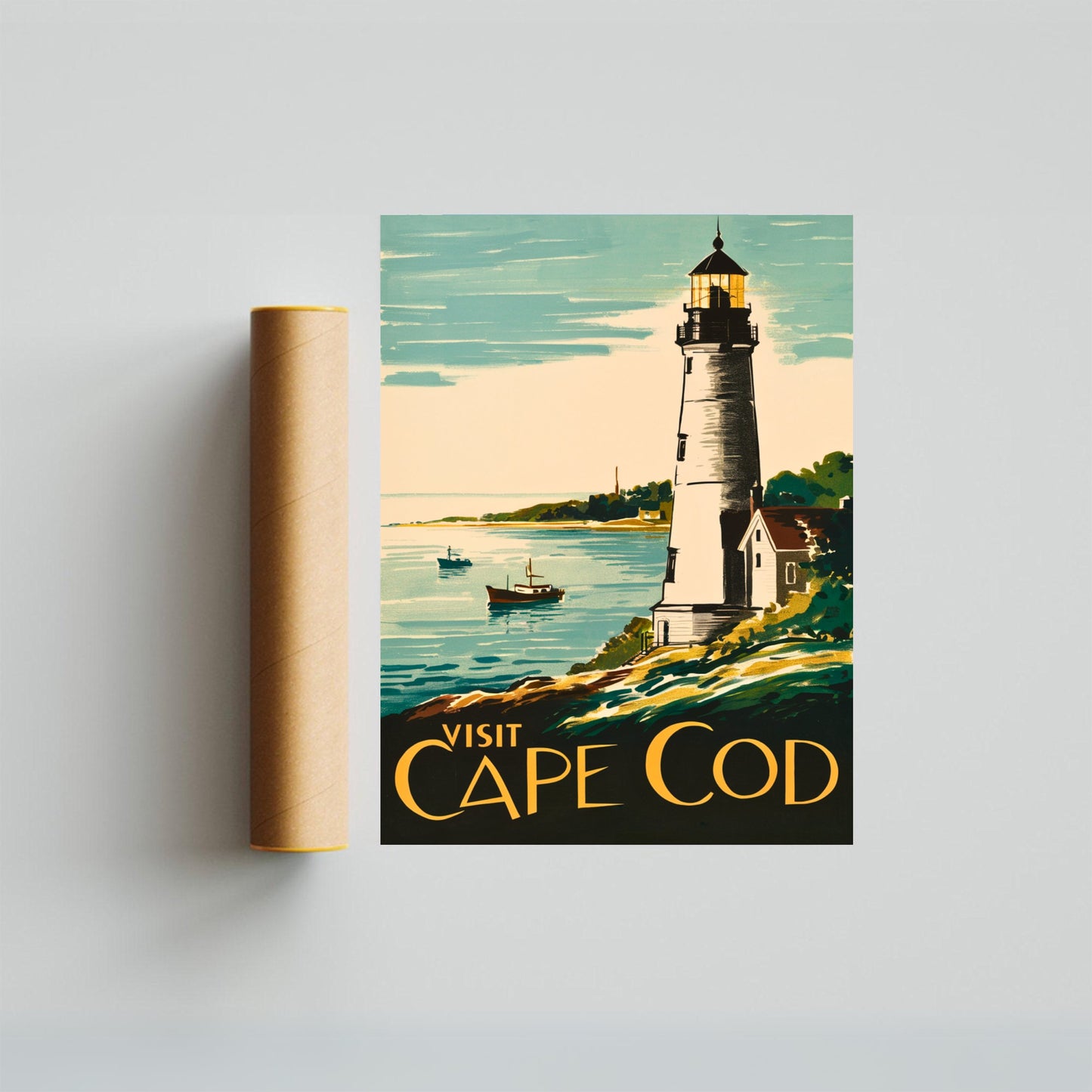 Cape Cod Vintage Travel Poster - Lighthouse Views