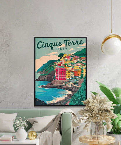 Cinque Terre Vintage Travel Poster - Colors of the Coast