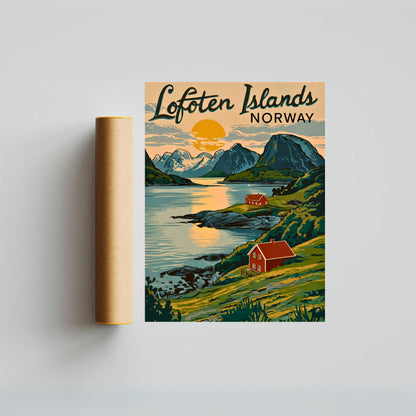 Lofoten Islands Vintage Travel Poster - Timeless Nordic Beauty