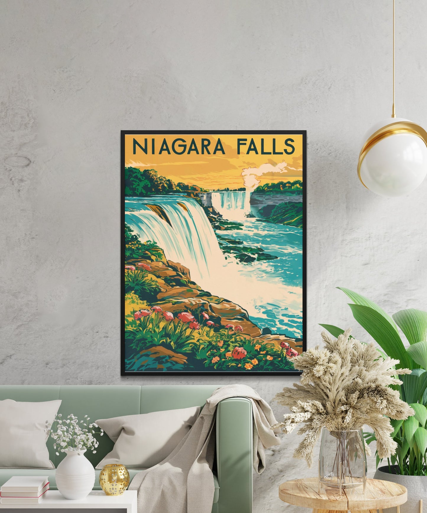 Niagara Falls Vintage Travel Poster - Majestic Waterfalls