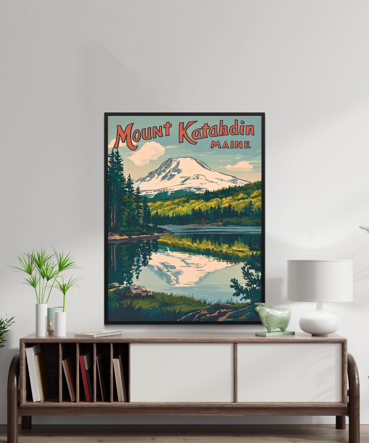 Mount Katahdin Vintage Travel Poster - Heart of Baxter State Park