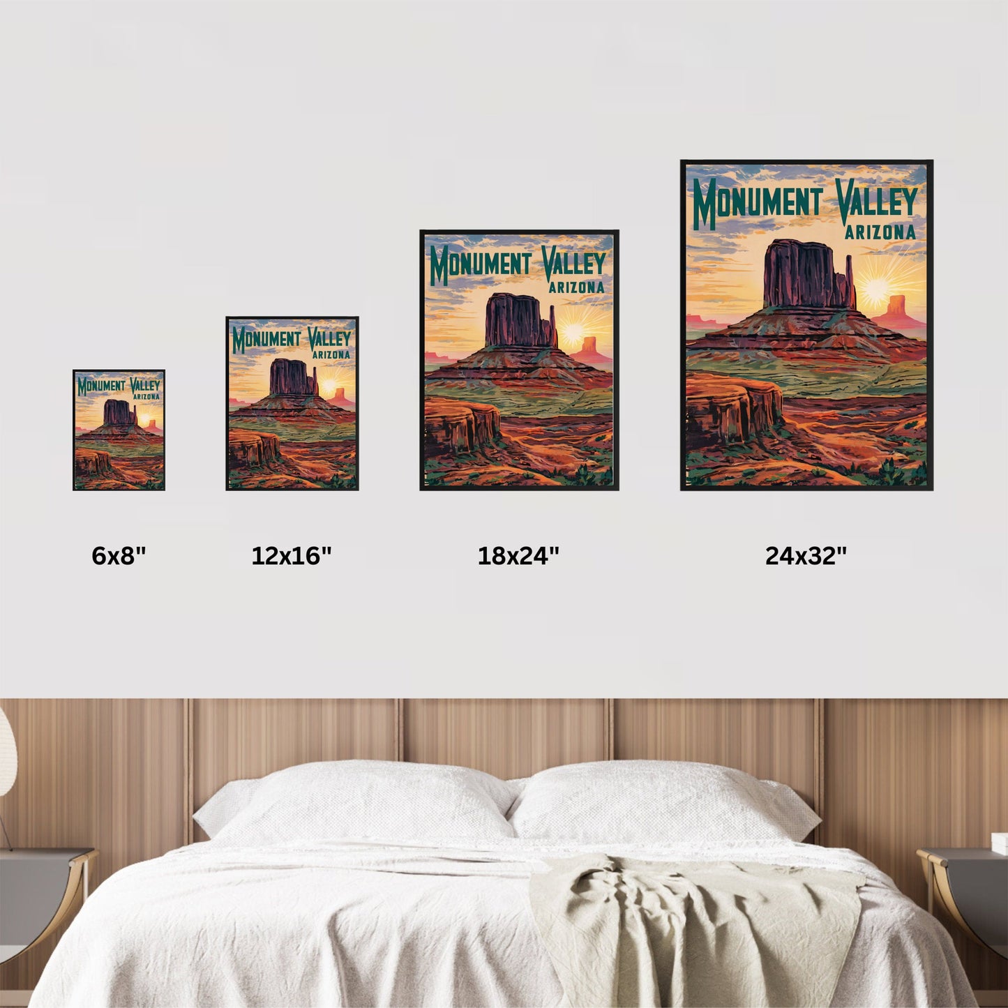 Monument Valley Vintage Travel Poster  - Iconic Red Rock Landscapes