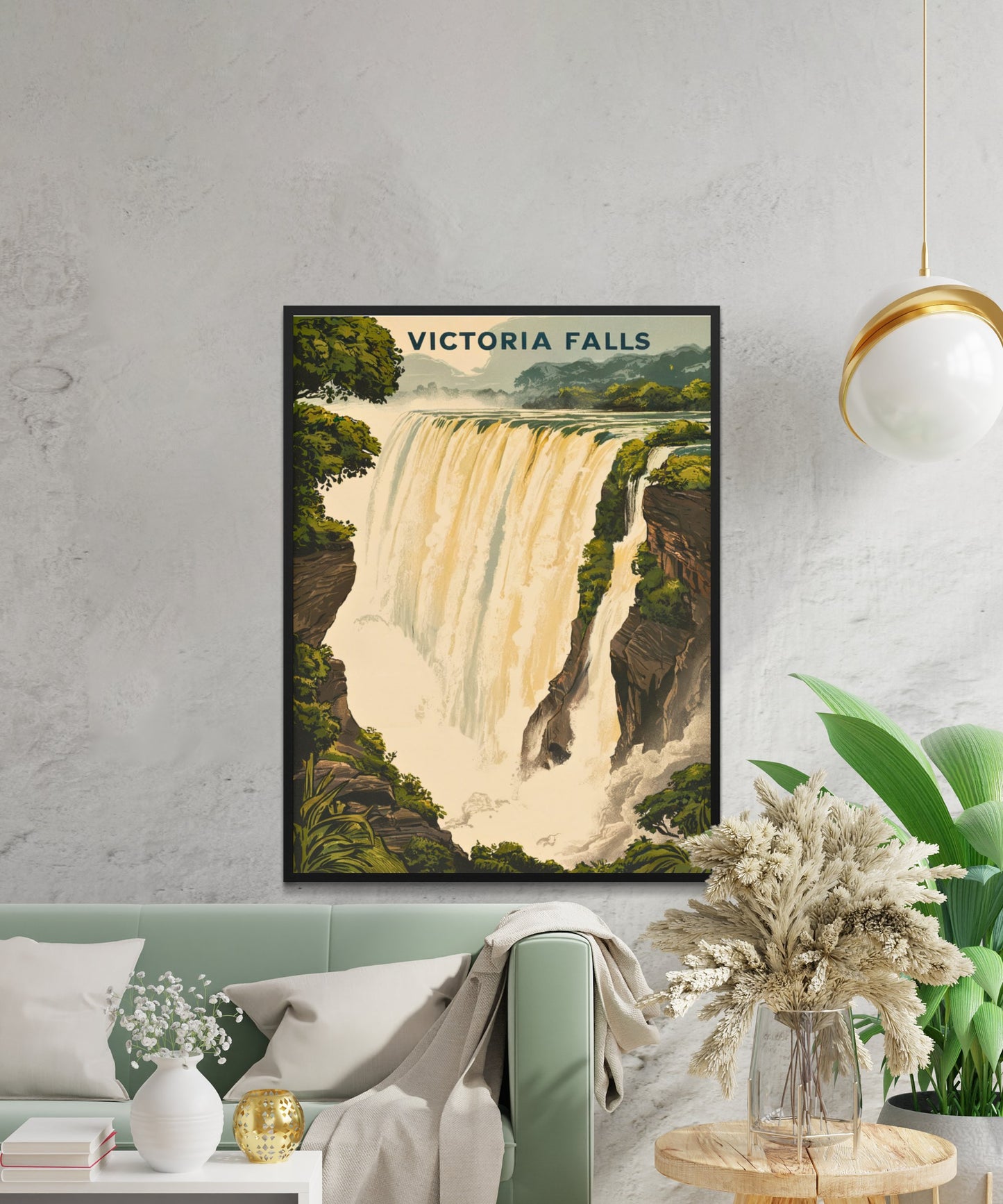 Victoria Falls Vintage Travel Poster - Majestic African Cascade