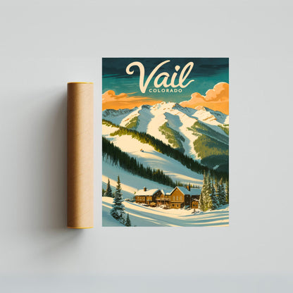 Vail Mountain Vintage Travel Poster - Charming Destination