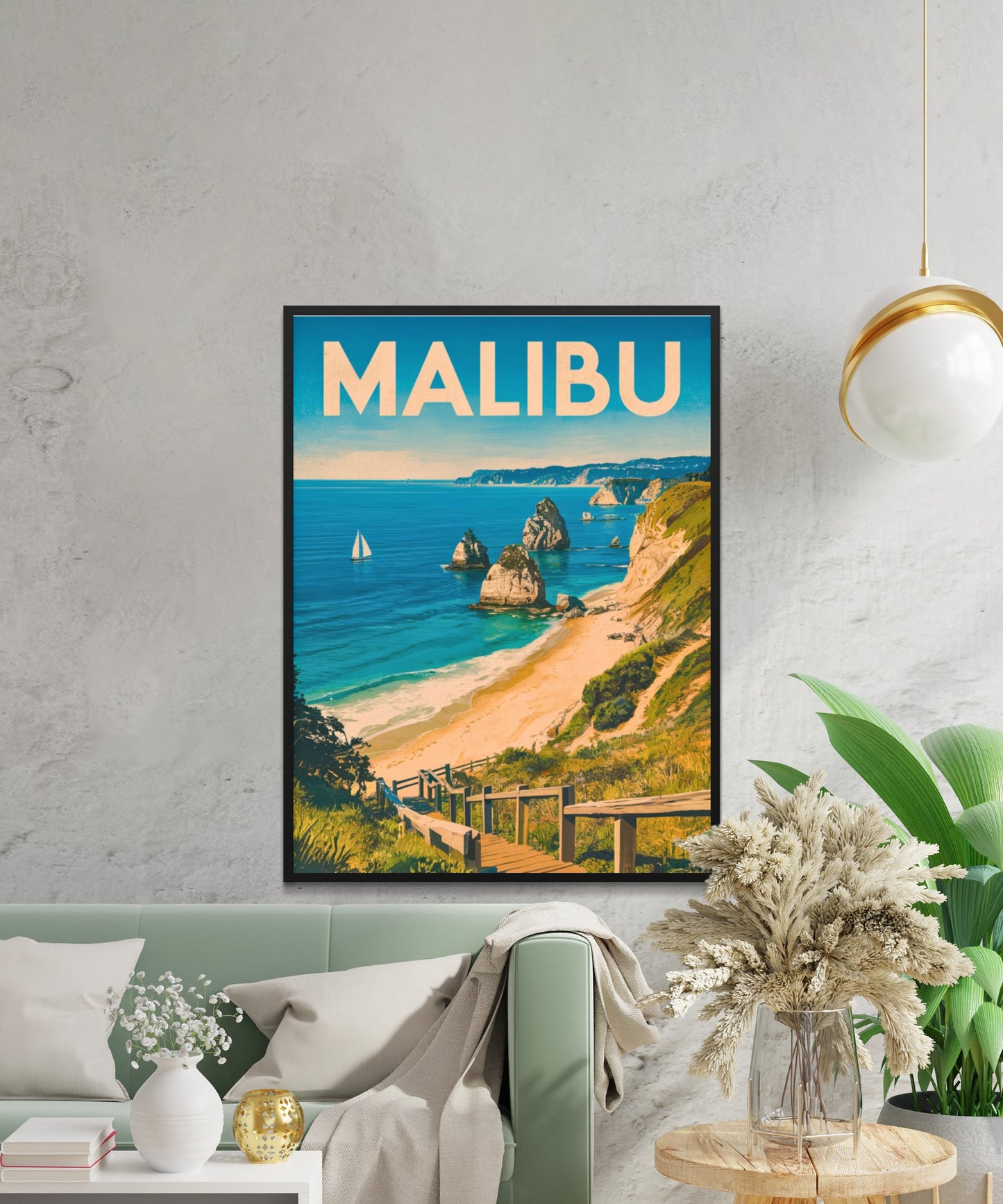 Malibu Vintage Travel Poster - Retro Malibu Beach Vibes