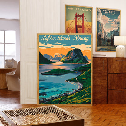 Lofoten Islands Vintage Travel Poster - Peaks and Pristine Waters