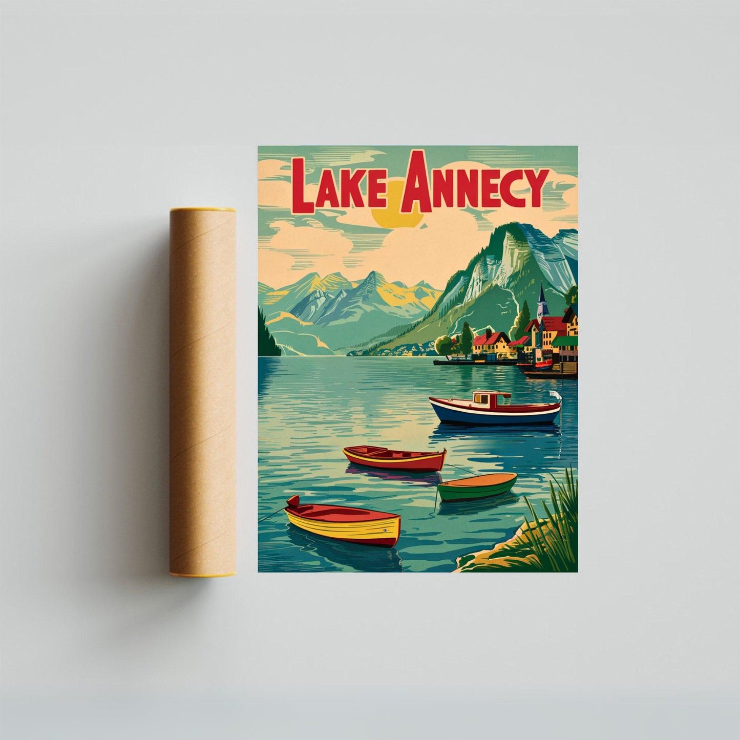 Lake Annecy Vintage Travel Poster