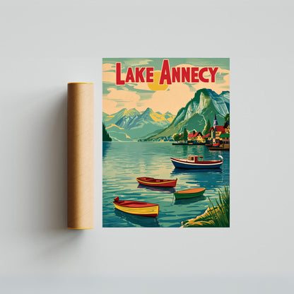 Lake Annecy Vintage Travel Poster