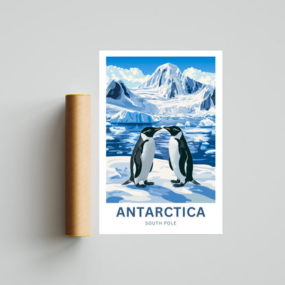 Antarctica Travel Poster - Frozen Continent