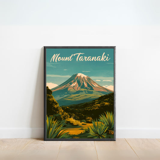 Mount Taranaki Vintage Travel Poster