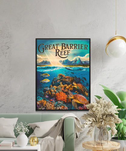 Great Barrier Reef Vintage Travel Poster