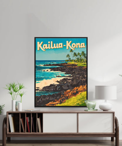 Kailua-Kona Vintage Travel Poster - Hawaiian Paradise on the Big Island