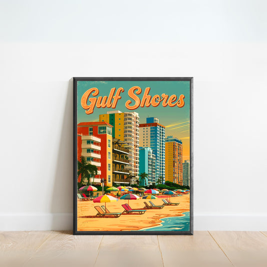 Gulf Shores Vintage Travel Poster