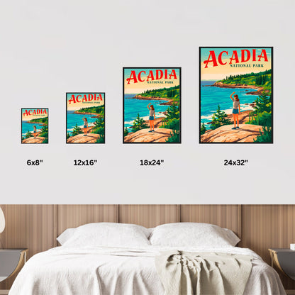 Acadia Vintage Travel Poster - Coastal Beauty