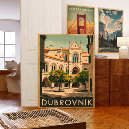 Dubrovnik Vintage Travel Poster - Timeless Adriatic Gem