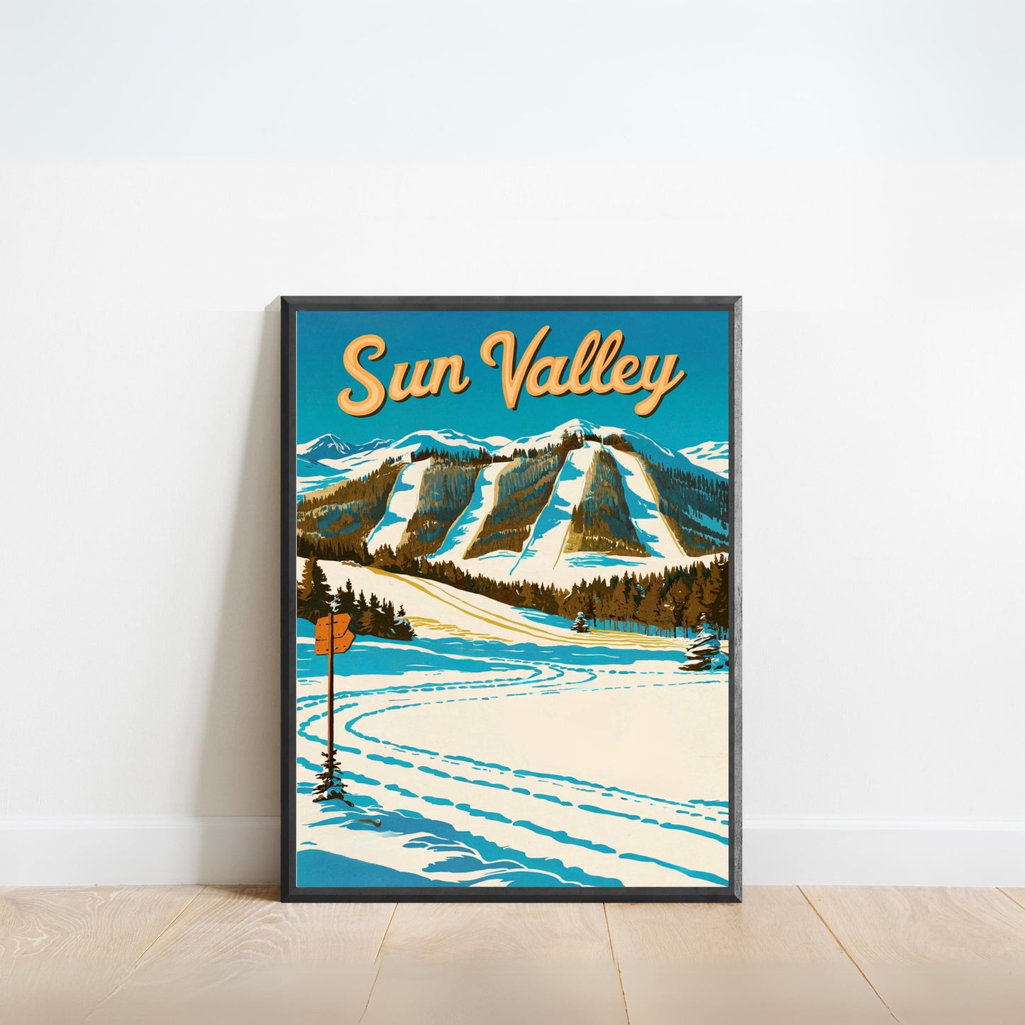 Sun Valley Vintage Travel Poster - Scenic Peaks and Sunny Slopes