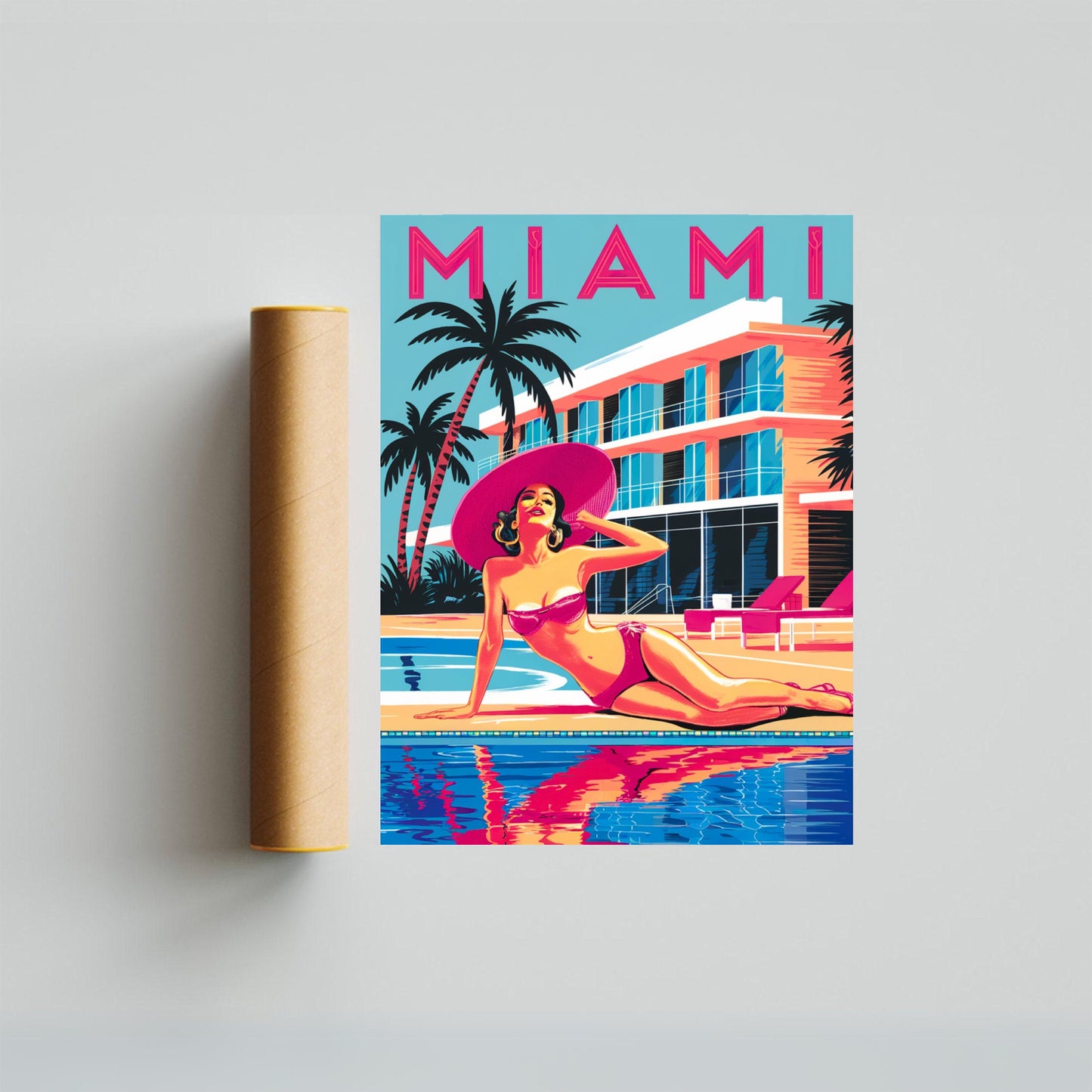 Miami Vintage Travel Poster - Tropical Vibes